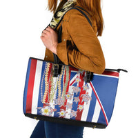 Hawaiian Polynesian Tribal Turtles Leather Tote Bag with Lei and Flag Style LT03 Multicolor - Polynesian Pride