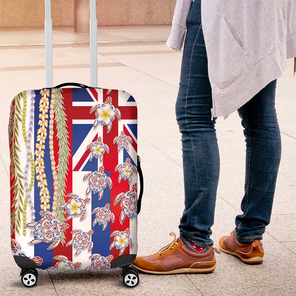 Hawaiian Polynesian Tribal Turtles Luggage Cover with Lei and Flag Style LT03 Multicolor - Polynesian Pride