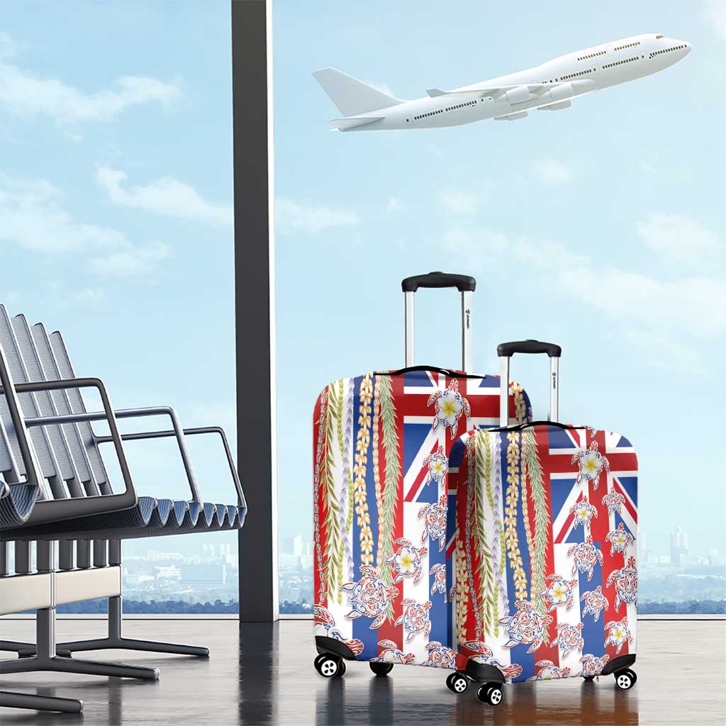 Hawaiian Polynesian Tribal Turtles Luggage Cover with Lei and Flag Style LT03 - Polynesian Pride