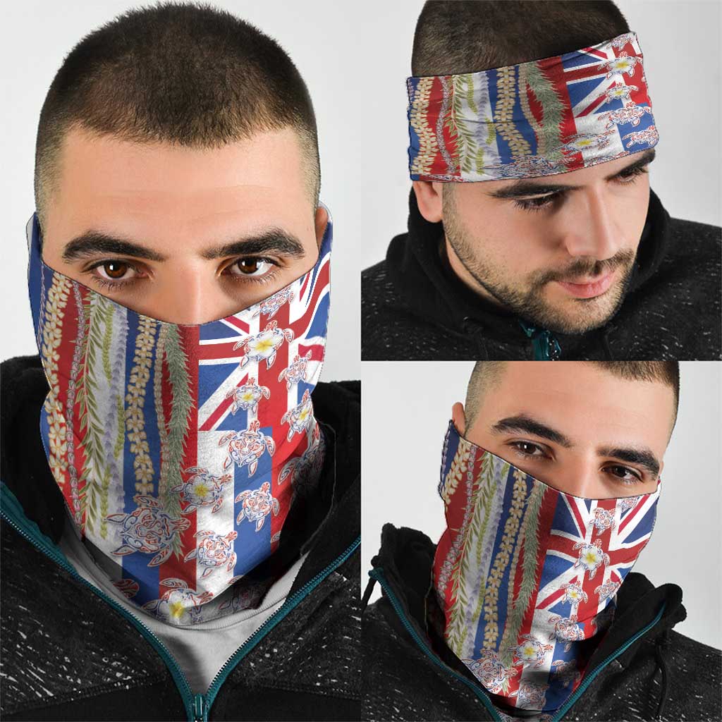 Hawaiian Polynesian Tribal Turtles Neck Gaiter with Lei and Flag Style LT03 - Polynesian Pride