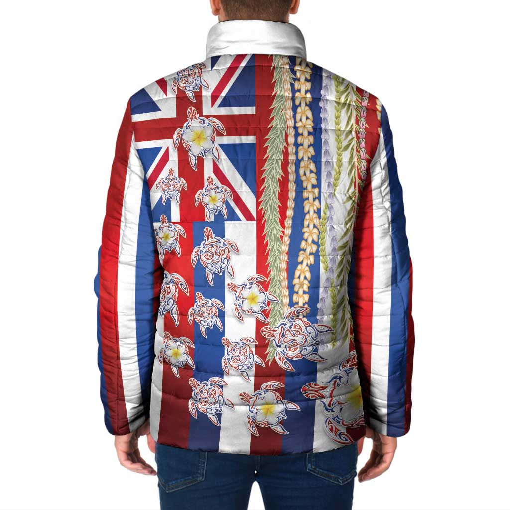 Hawaiian Polynesian Tribal Turtles Padded Jacket with Lei and Flag Style LT03 - Polynesian Pride