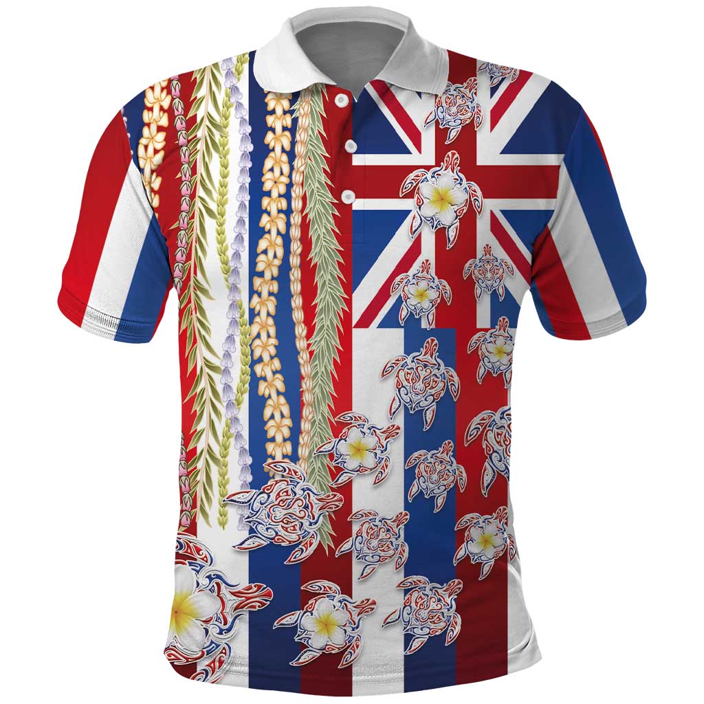 Hawaiian Polynesian Tribal Turtles Polo Shirt with Lei and Flag Style LT03 Multicolor - Polynesian Pride