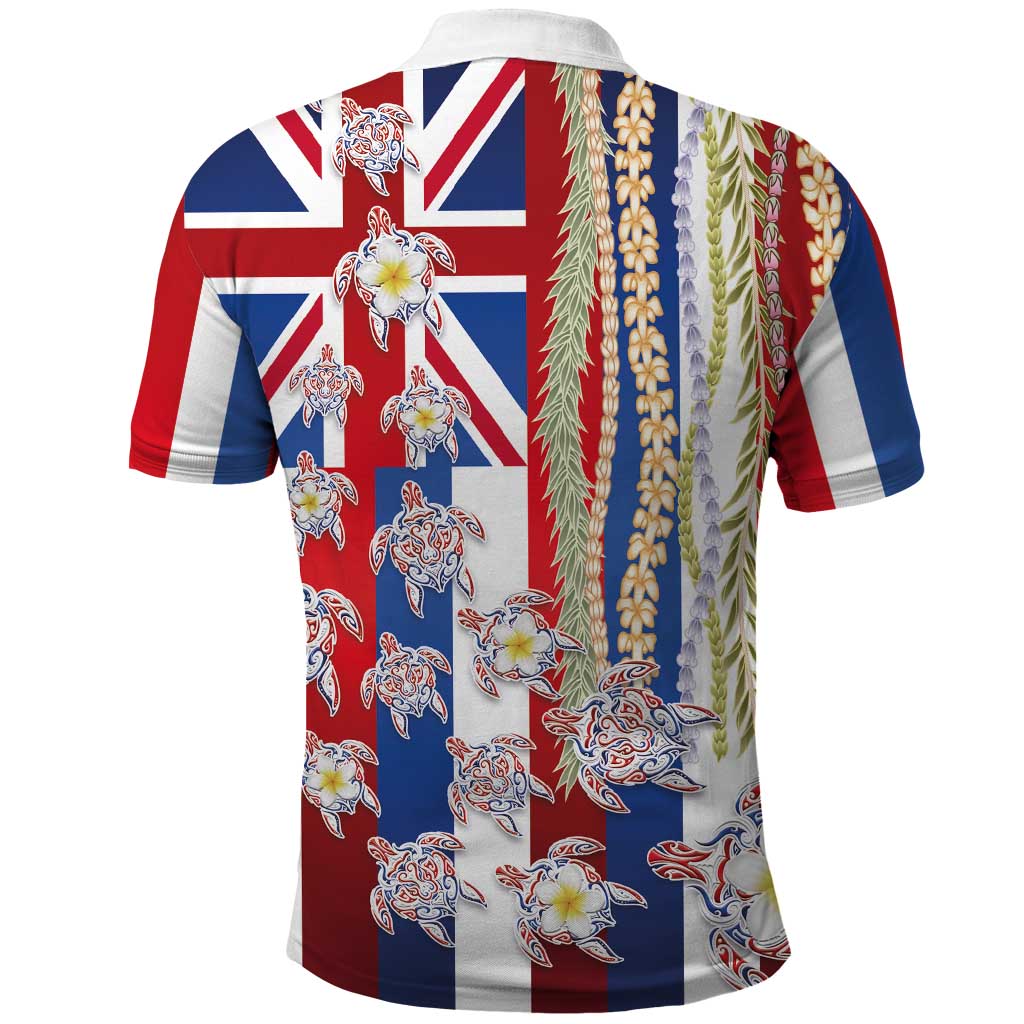 Hawaiian Polynesian Tribal Turtles Polo Shirt with Lei and Flag Style LT03 - Polynesian Pride