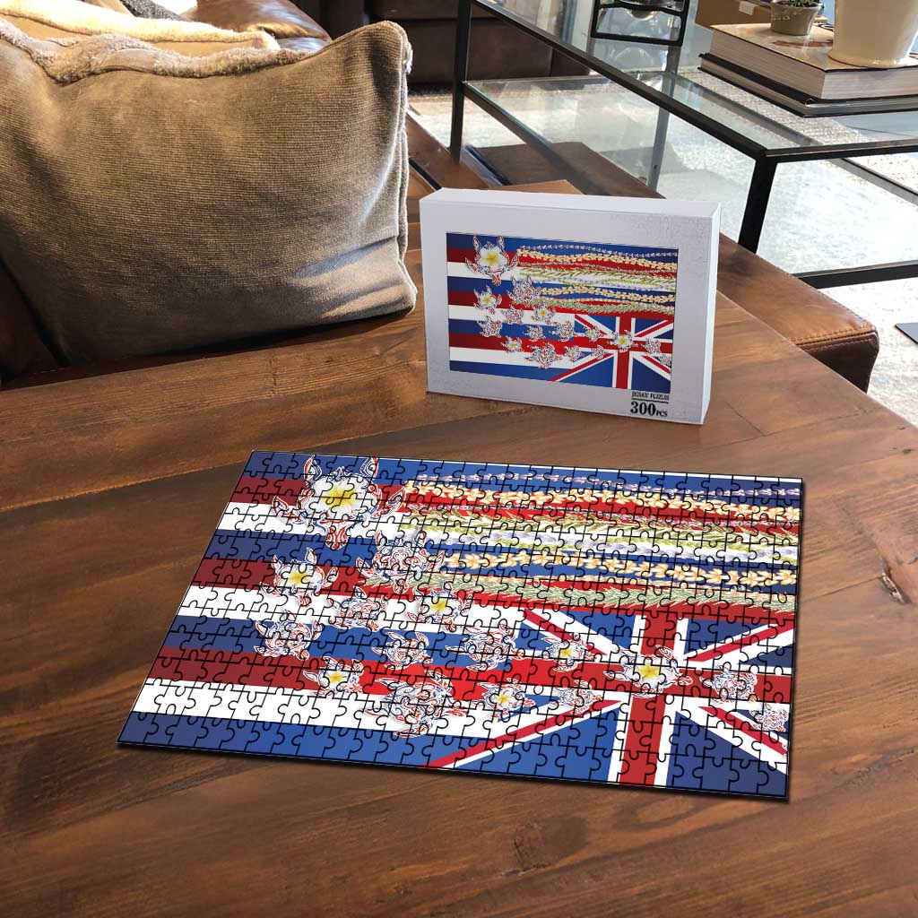 Hawaiian Polynesian Tribal Turtles Puzzle with Lei and Flag Style LT03 - Polynesian Pride