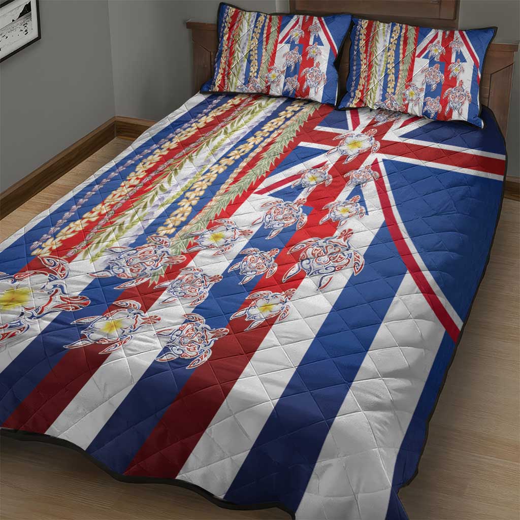 Hawaiian Polynesian Tribal Turtles Quilt Bed Set with Lei and Flag Style LT03 - Polynesian Pride