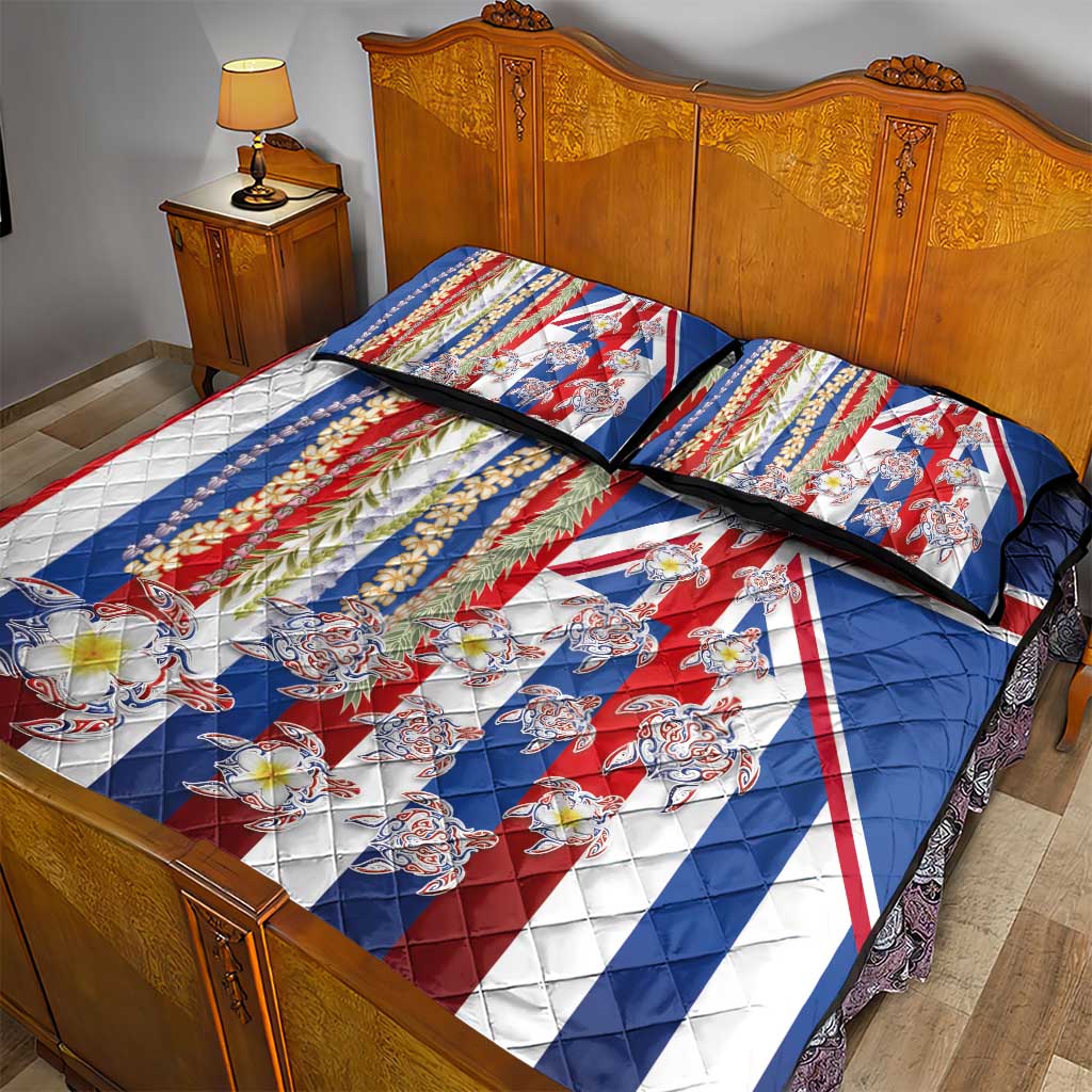 Hawaiian Polynesian Tribal Turtles Quilt Bed Set with Lei and Flag Style LT03 - Polynesian Pride