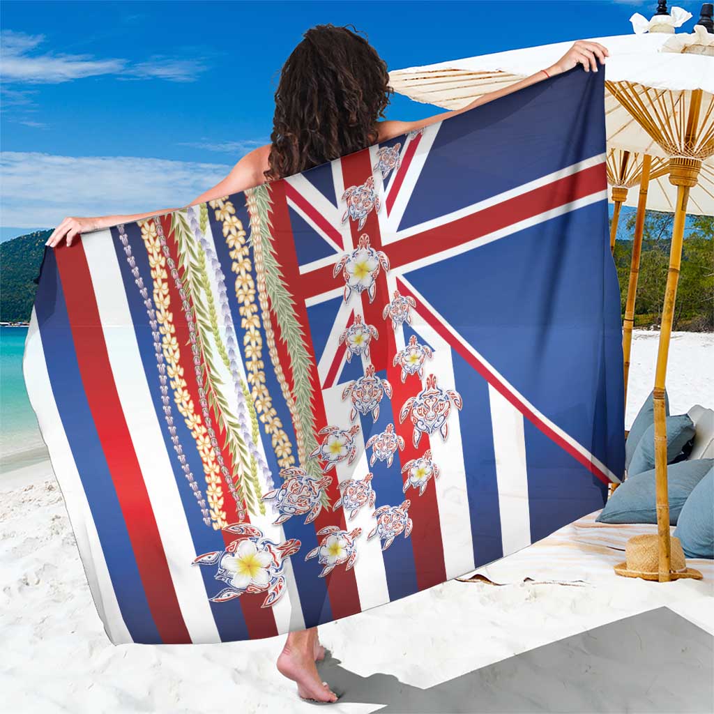 Hawaiian Polynesian Tribal Turtles Sarong with Lei and Flag Style LT03 One Size 44 x 66 inches Multicolor - Polynesian Pride