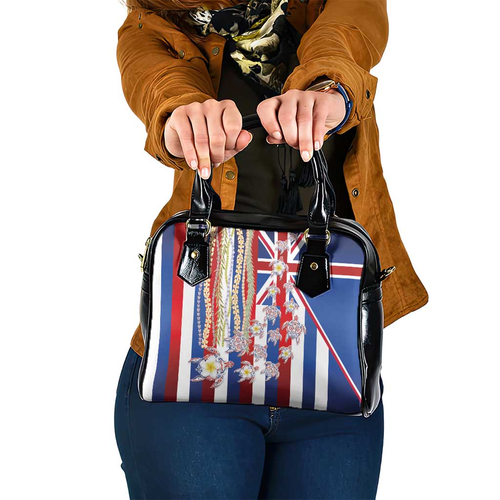 Hawaiian Polynesian Tribal Turtles Shoulder Handbag with Lei and Flag Style LT03 One Size Multicolor - Polynesian Pride