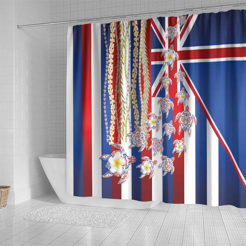 Hawaiian Polynesian Tribal Turtles Shower Curtain with Lei and Flag Style LT03 - Polynesian Pride