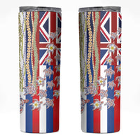 Hawaiian Polynesian Tribal Turtles Skinny Tumbler with Lei and Flag Style LT03 Multicolor - Polynesian Pride