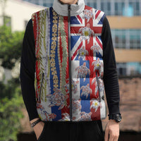 Hawaiian Polynesian Tribal Turtles Sleeveless Puffer Jacket with Lei and Flag Style LT03 - Polynesian Pride
