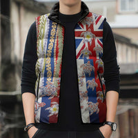 Hawaiian Polynesian Tribal Turtles Sleeveless Puffer Jacket with Lei and Flag Style LT03 - Polynesian Pride