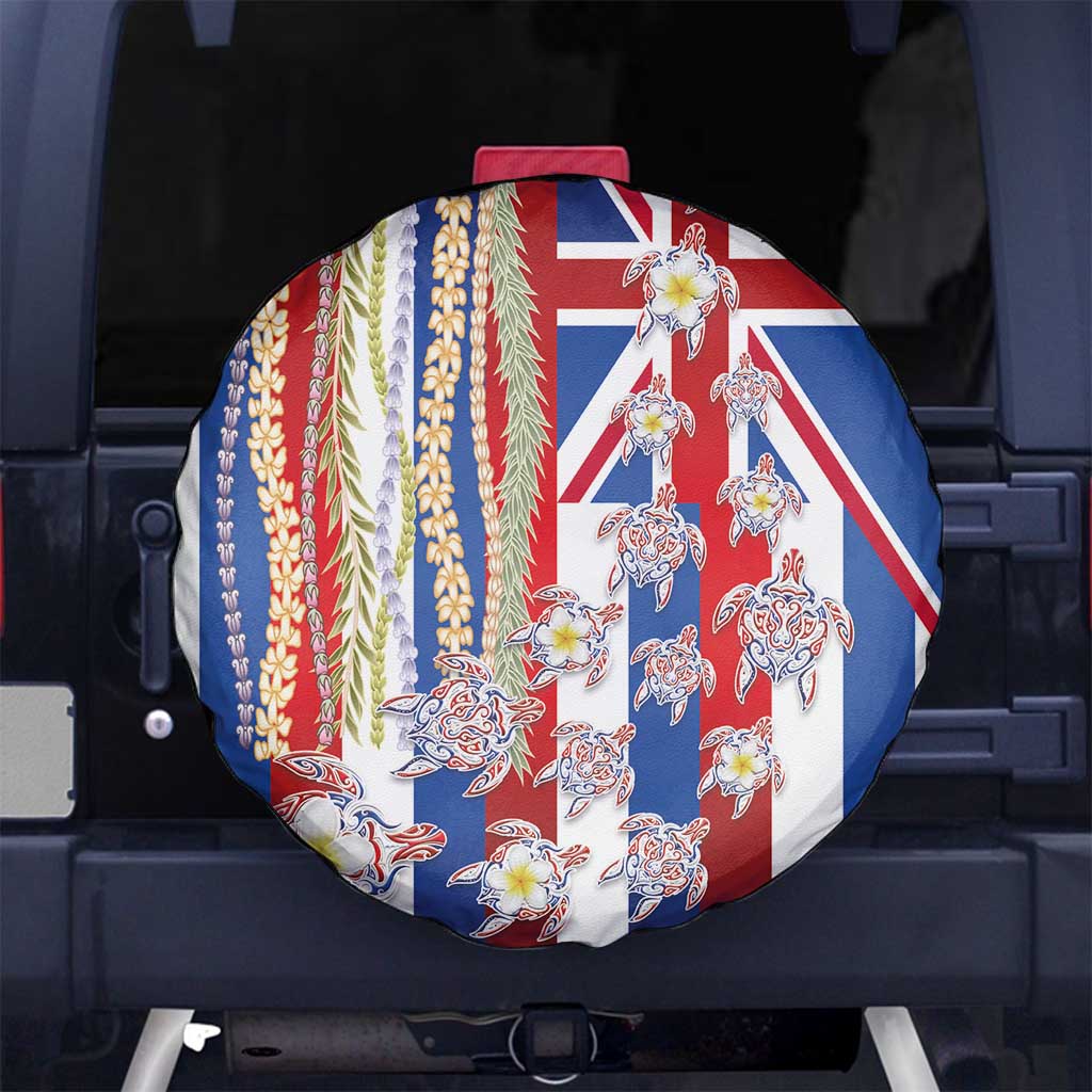Hawaiian Polynesian Tribal Turtles Spare Tire Cover with Lei and Flag Style LT03 No hole Multicolor - Polynesian Pride