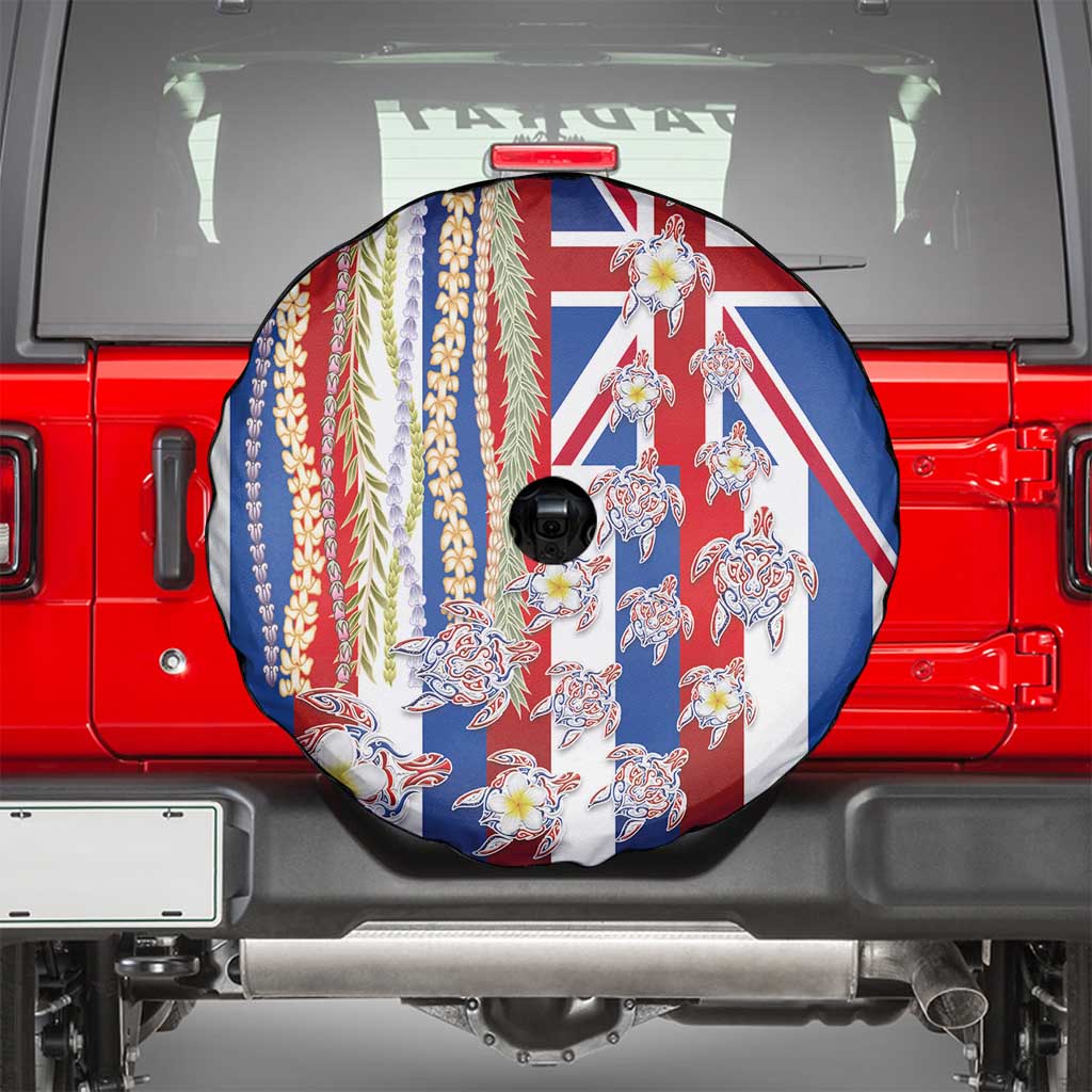 Hawaiian Polynesian Tribal Turtles Spare Tire Cover with Lei and Flag Style LT03 - Polynesian Pride