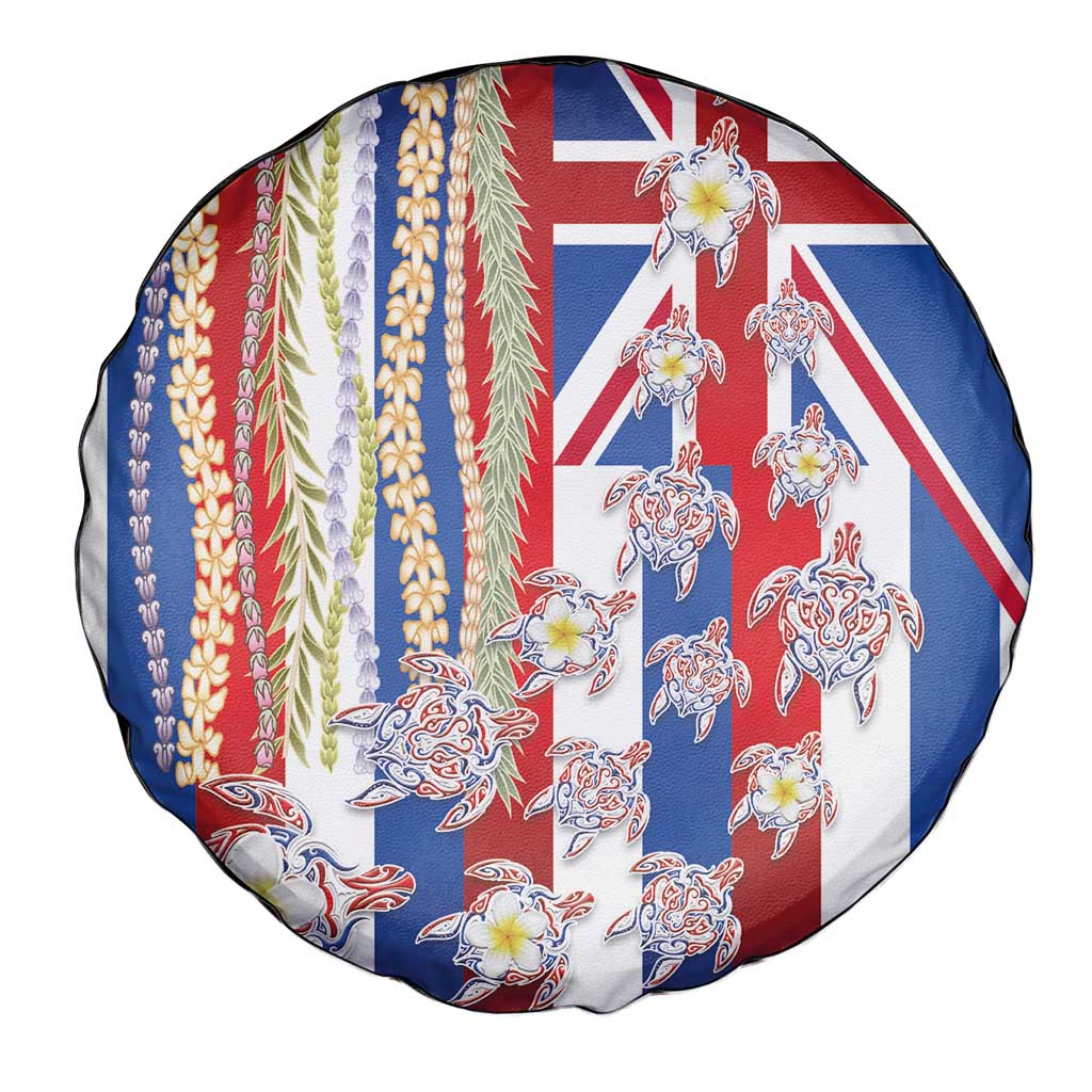 Hawaiian Polynesian Tribal Turtles Spare Tire Cover with Lei and Flag Style LT03 - Polynesian Pride