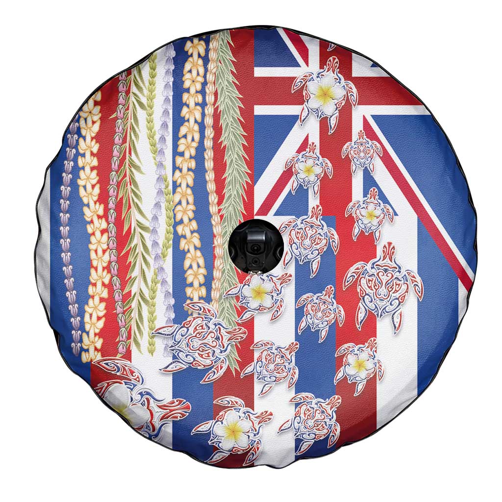 Hawaiian Polynesian Tribal Turtles Spare Tire Cover with Lei and Flag Style LT03 - Polynesian Pride