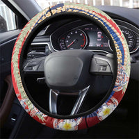 Hawaiian Polynesian Tribal Turtles Steering Wheel Cover with Lei and Flag Style