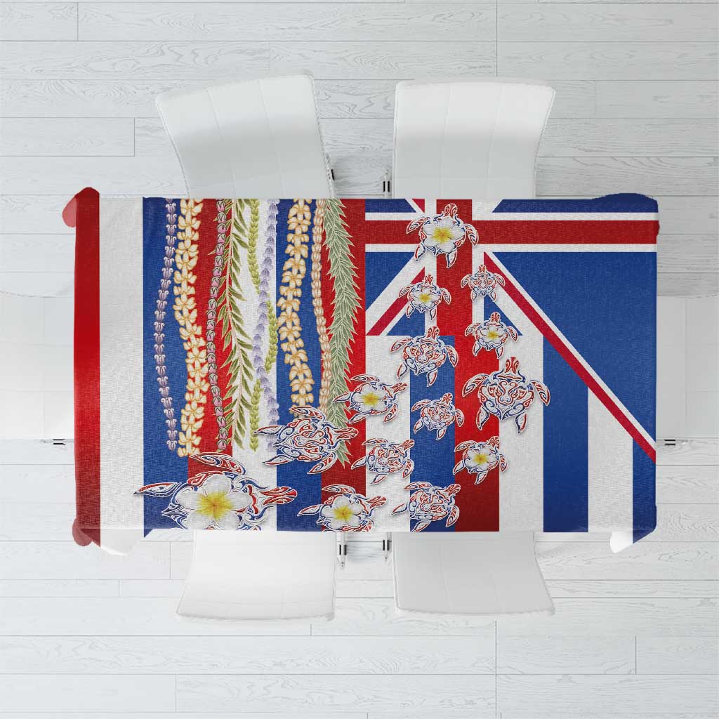 Hawaiian Polynesian Tribal Turtles Tablecloth with Lei and Flag Style LT03 Multicolor - Polynesian Pride