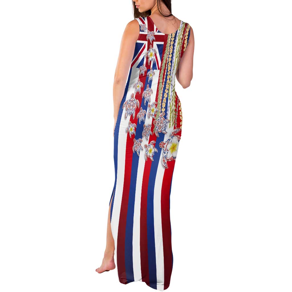 Hawaiian Polynesian Tribal Turtles Tank Maxi Dress with Lei and Flag Style LT03 - Polynesian Pride