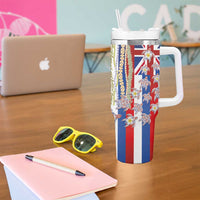 Hawaiian Polynesian Tribal Turtles Tumbler With Handle with Lei and Flag Style LT03 - Polynesian Pride