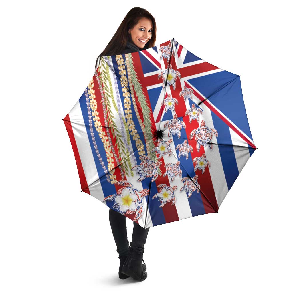 Hawaiian Polynesian Tribal Turtles Umbrella with Lei and Flag Style LT03 - Polynesian Pride