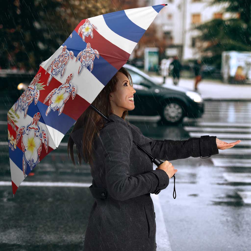 Hawaiian Polynesian Tribal Turtles Umbrella with Lei and Flag Style LT03 - Polynesian Pride
