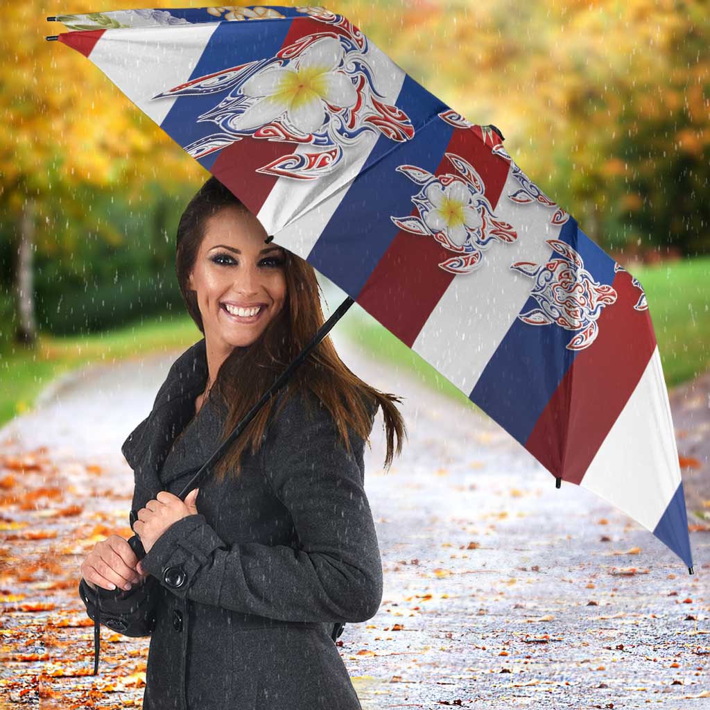 Hawaiian Polynesian Tribal Turtles Umbrella with Lei and Flag Style LT03 - Polynesian Pride