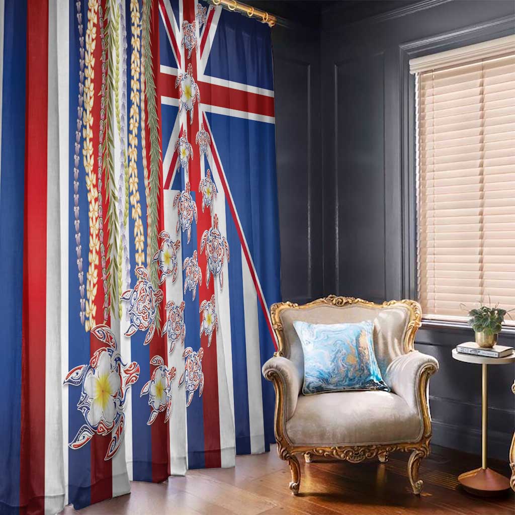 Hawaiian Polynesian Tribal Turtles Window Curtain with Lei and Flag Style LT03 - Polynesian Pride