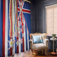 Hawaiian Polynesian Tribal Turtles Window Curtain with Lei and Flag Style LT03 - Polynesian Pride