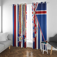 Hawaiian Polynesian Tribal Turtles Window Curtain with Lei and Flag Style LT03 With Grommets Multicolor - Polynesian Pride