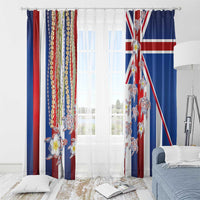 Hawaiian Polynesian Tribal Turtles Window Curtain with Lei and Flag Style LT03 - Polynesian Pride