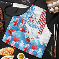 Hawaiian Tribal Manta Ray Apron Kakau Tattoo and Flowers Surfing Waves Pattern Ocean Color LT03 Multicolor - Polynesian Pride