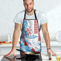 Hawaiian Tribal Manta Ray Apron Kakau Tattoo and Flowers Surfing Waves Pattern Ocean Color LT03 - Polynesian Pride