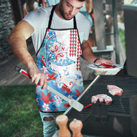 Hawaiian Tribal Manta Ray Apron Kakau Tattoo and Flowers Surfing Waves Pattern Ocean Color LT03 - Polynesian Pride