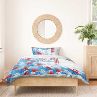 Hawaiian Tribal Manta Ray Bedding Set Kakau Tattoo and Flowers Surfing Waves Pattern Ocean Color LT03 - Polynesian Pride