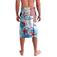 Hawaiian Tribal Manta Ray Lavalava Kakau Tattoo and Flowers Surfing Waves Pattern Ocean Color LT03 - Polynesian Pride