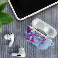 Hawaiian Tribal Manta Ray AirPods Case Kakau Tattoo and Flowers Surfing Waves Pattern Soft Color