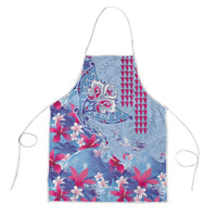 Hawaiian Tribal Manta Ray Apron Kakau Tattoo and Flowers Surfing Waves Pattern Soft Color LT03 Multicolor - Polynesian Pride