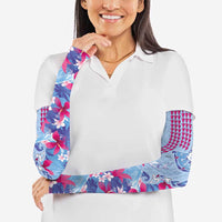 Hawaiian Tribal Manta Ray Arm Sleeves Kakau Tattoo and Flowers Surfing Waves Pattern Soft Color LT03 - Polynesian Pride