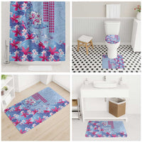 Hawaiian Tribal Manta Ray Bathroom Set Kakau Tattoo and Flowers Surfing Waves Pattern Soft Color LT03 - Polynesian Pride