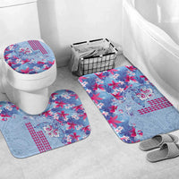 Hawaiian Tribal Manta Ray Bathroom Set Kakau Tattoo and Flowers Surfing Waves Pattern Soft Color LT03 Mat Set Only (3 pcs) One Size Multicolor - Polynesian Pride