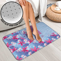 Hawaiian Tribal Manta Ray Bathroom Set Kakau Tattoo and Flowers Surfing Waves Pattern Soft Color LT03 - Polynesian Pride