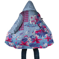 Hawaiian Tribal Manta Ray Cloak Kakau Tattoo and Flowers Surfing Waves Pattern Soft Color LT03 Unisex Multicolor - Polynesian Pride