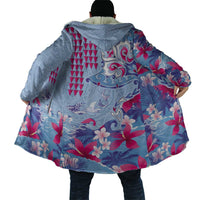 Hawaiian Tribal Manta Ray Cloak Kakau Tattoo and Flowers Surfing Waves Pattern Soft Color LT03 - Polynesian Pride