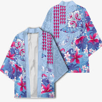 Hawaiian Tribal Manta Ray Kimono Kakau Tattoo and Flowers Surfing Waves Pattern Soft Color LT03 - Polynesian Pride