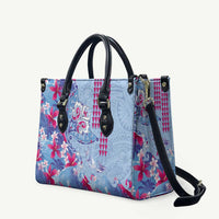 Hawaiian Tribal Manta Ray Leather Bag Kakau Tattoo and Flowers Surfing Waves Pattern Soft Color LT03 Multicolor - Polynesian Pride