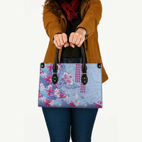 Hawaiian Tribal Manta Ray Leather Bag Kakau Tattoo and Flowers Surfing Waves Pattern Soft Color LT03 - Polynesian Pride