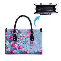 Hawaiian Tribal Manta Ray Leather Bag Kakau Tattoo and Flowers Surfing Waves Pattern Soft Color LT03 - Polynesian Pride