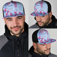 Hawaiian Tribal Manta Ray Mesh Trucker Cap Kakau Tattoo and Flowers Surfing Waves Pattern Soft Color LT03 - Polynesian Pride