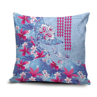 Hawaiian Tribal Manta Ray Pillow Cover Kakau Tattoo and Flowers Surfing Waves Pattern Soft Color LT03 Multicolor - Polynesian Pride